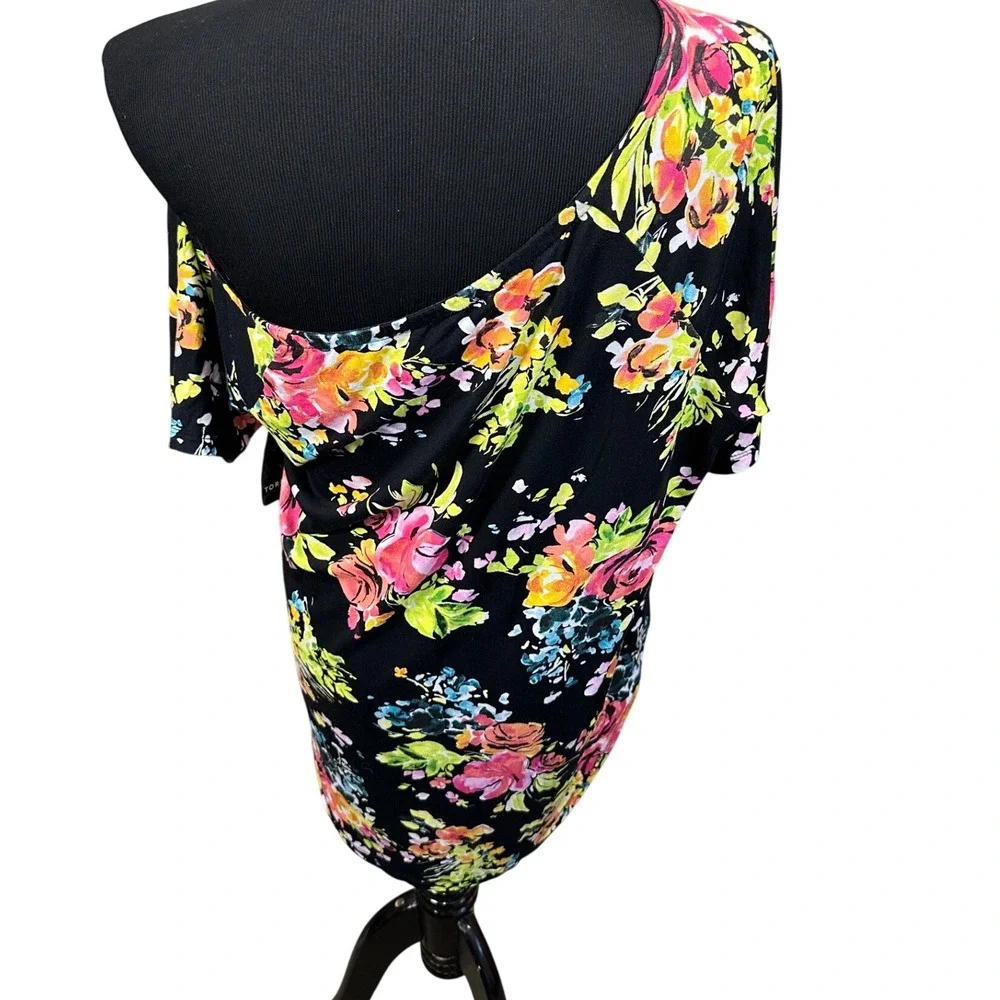 Torrid Super Soft Floral Off Shoulder Tunic Top Plus Size 1X Black Callie - Picture 6 of 12